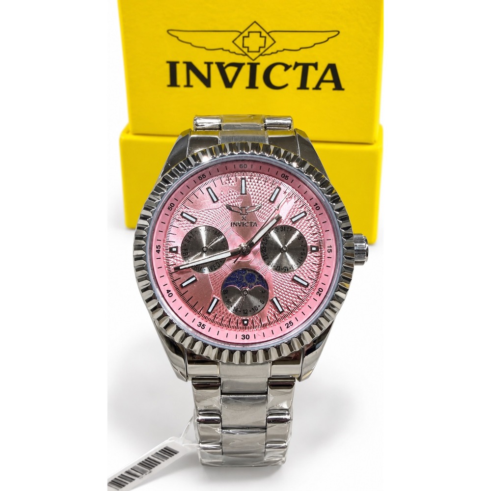 Invicta Specialty 69873 Pink Dial 38mm Quartz Watch Silver Bracelet Unisex New